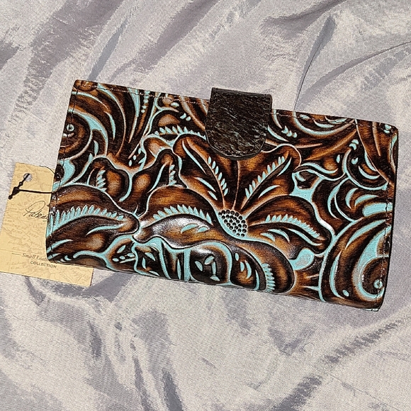 Patricia NASH LINNET TOOLED Embossed Wallet TURQUOISE BNWT - Picture 1 of 5